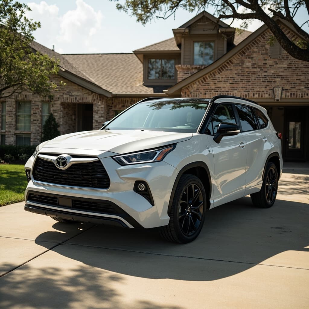 Modern SUV parked in a suburban Katy, Texas driveway, representing auto insurance coverage