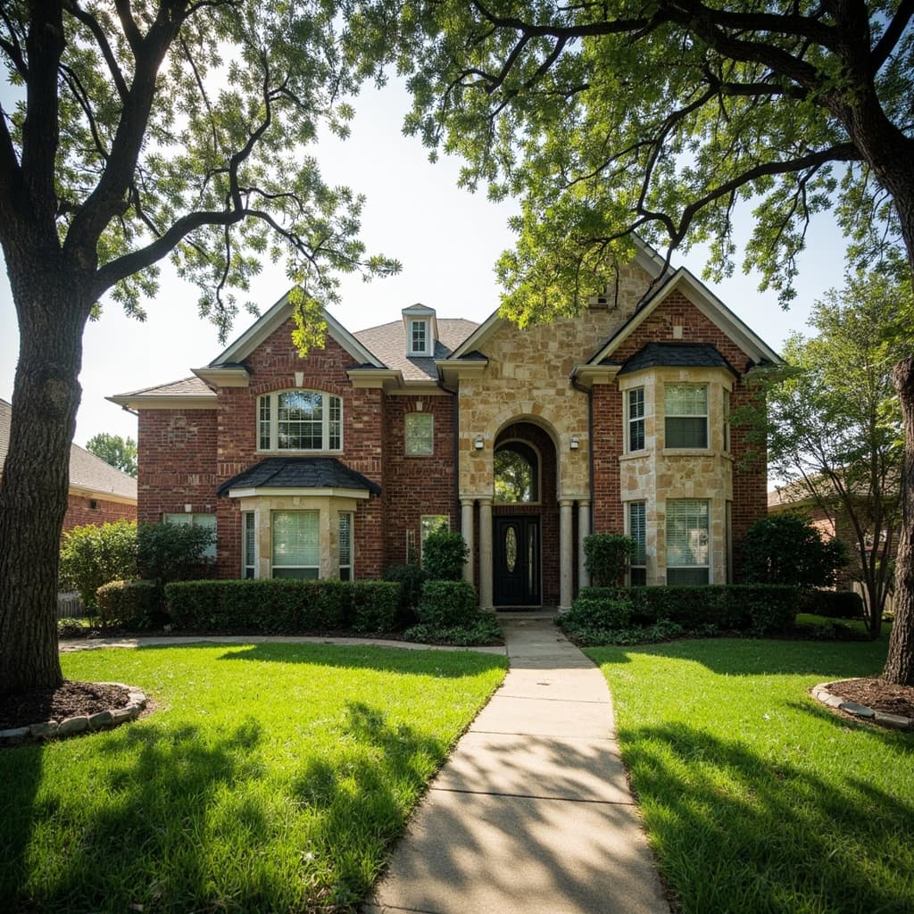 Two-story brick and stone home in a Katy, Texas suburb, representing homeowner's insurance coverage